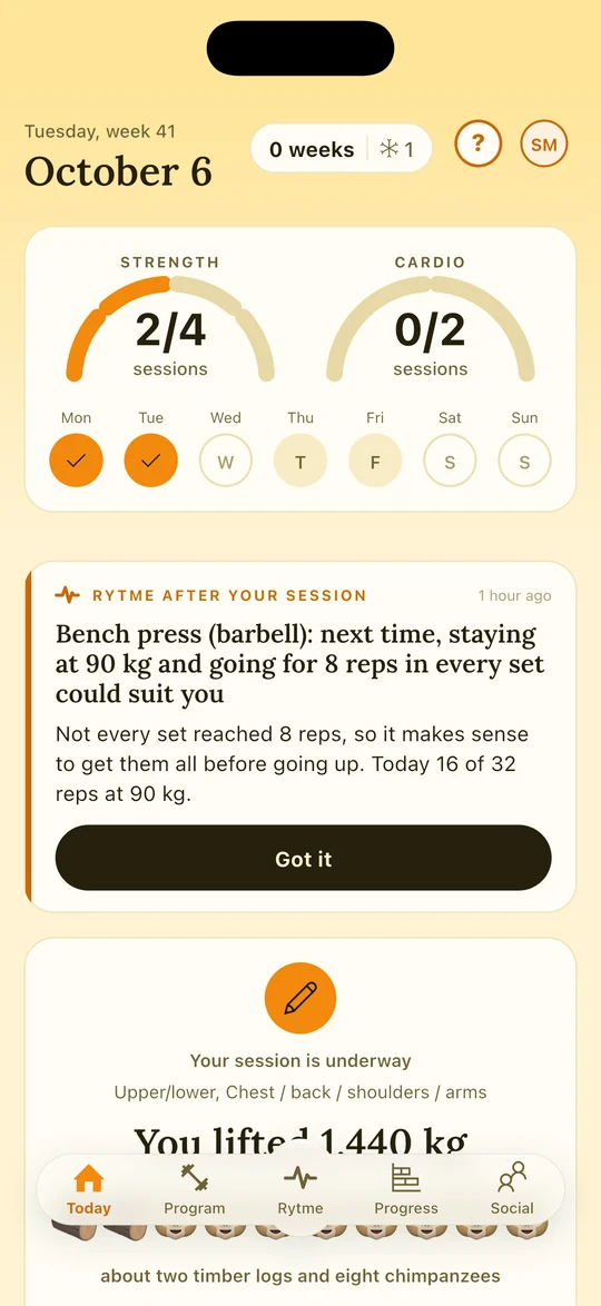 Today in athlate: weekly rings for strength and cardio, and Rytme's advice after your session.