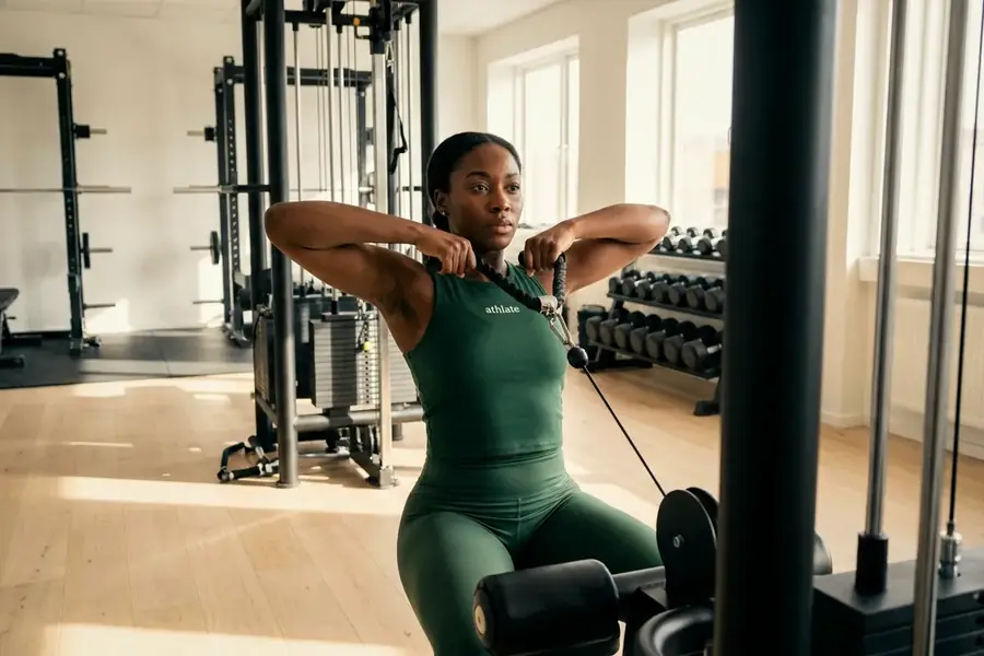 An athlate user mid push-pull-legs session at the gym.