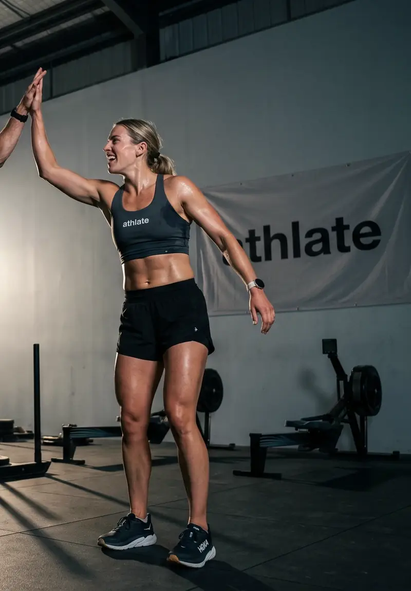 An athlate user high-fiving a training partner after finishing a session.