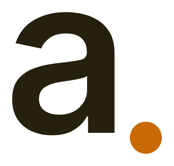 The a with the orange dot, without a background, in dark ink.